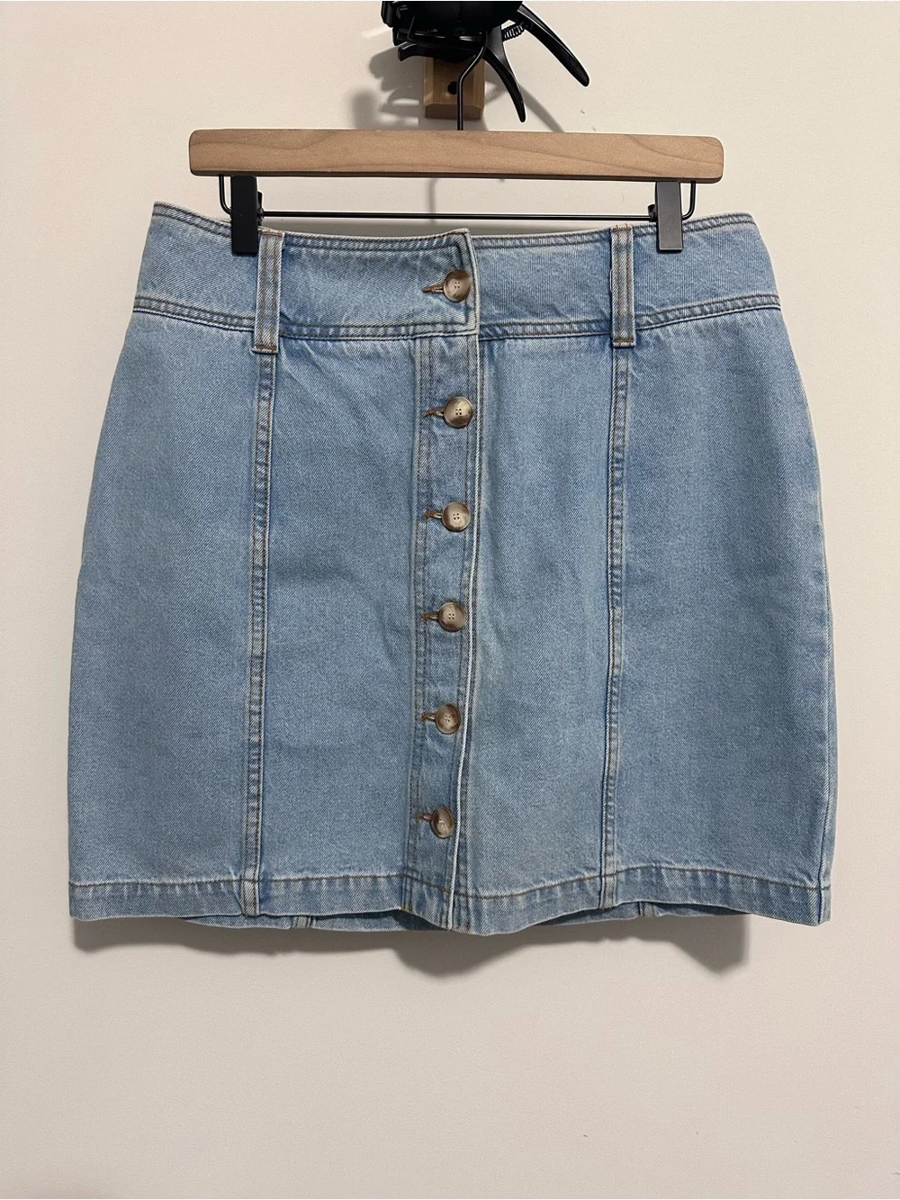 Sezane SAVINE Light Blue Denim Button-Front Skirt - Size 42